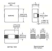 Dimensional Drawing for PSB12 Series Surface Mount Technology (SMT) Flat Wire High Current Fixed Inductors